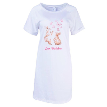 Louis&Louisa, Oversize Nachthemd, Druck Hasen zum Verlieben, weiss-pink, front